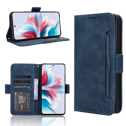 OPPO Reno11 PJH110 Skin Feel PU Leather Wallet Phone Case with Card Slots, Cash Pocket, Magnetic Closure, Built-In Stand, Full Protection TPU Cover