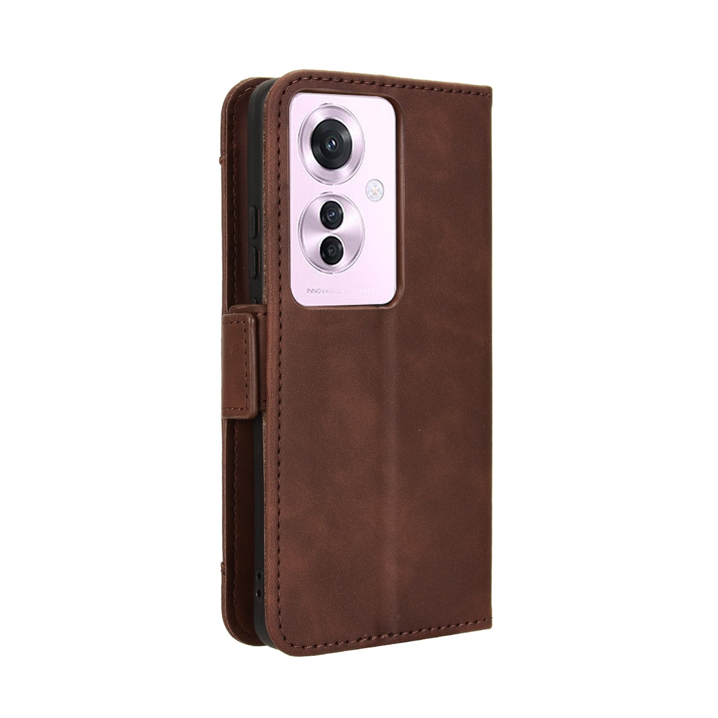 OPPO Reno11 PJH110 Skin Feel PU Leather Wallet Phone Case with Card Slots, Cash Pocket, Magnetic Closure, Built-In Stand, Full Protection TPU Cover