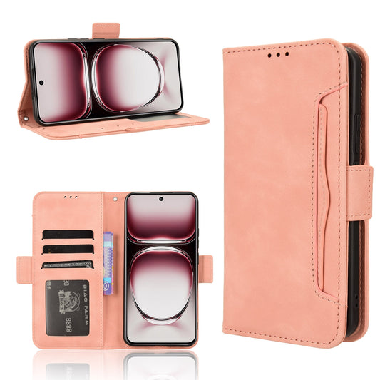 OPPO Reno12 5G Skin Feel PU Leather Wallet Phone Case with Card Slots, Cash Pocket, Magnetic Closure, Built-In Stand, Full Protection TPU Cover