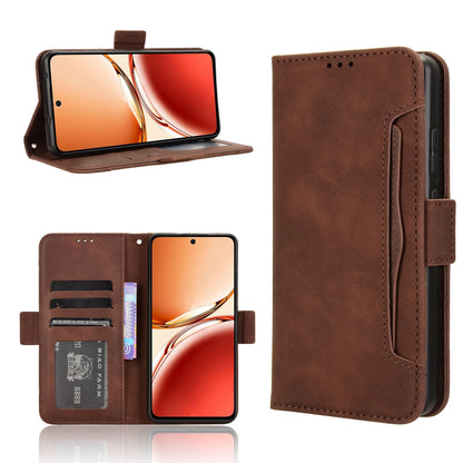 OPPO Reno12 F 5G Skin Feel PU Leather Wallet Phone Case with Card Slots, Cash Pocket, Magnetic Closure, Built-In Stand, Full Protection TPU Cover