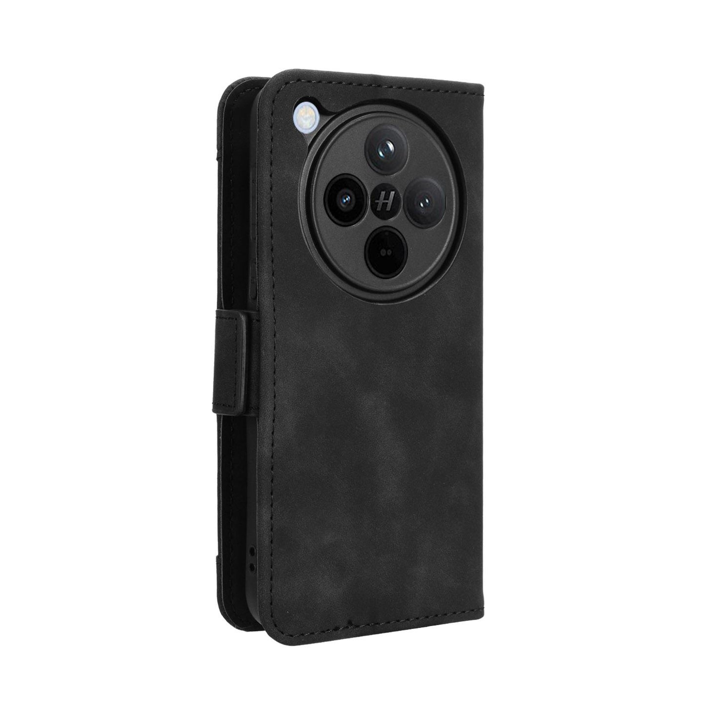 OPPO Find X8 Skin Feel PU Leather Wallet Phone Case with Card Slots, Cash Pocket, Magnetic Closure, Built-In Stand, Full Protection TPU Cover