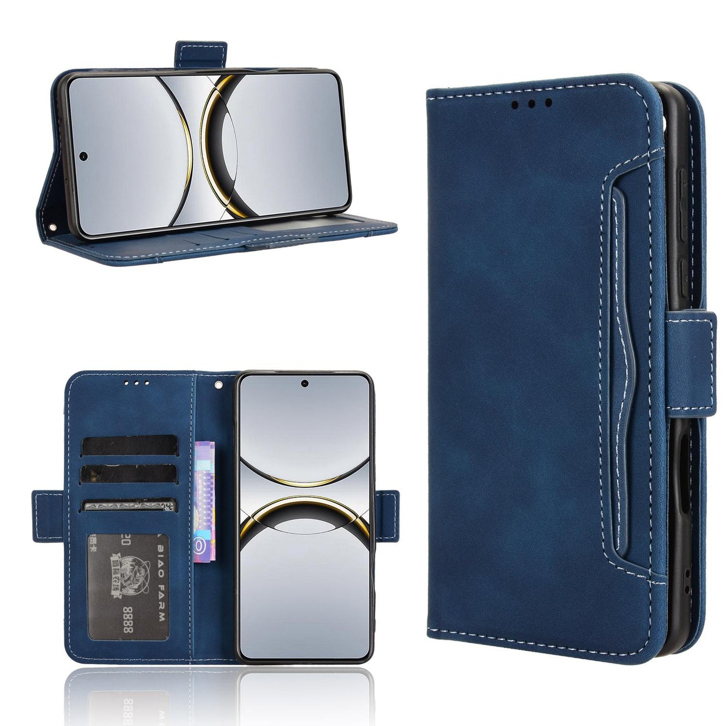 OPPO Find X8 Pro Skin Feel PU Leather Wallet Phone Case with Card Slots, Cash Pocket, Magnetic Closure, Built-In Stand, Full Protection TPU Cover
