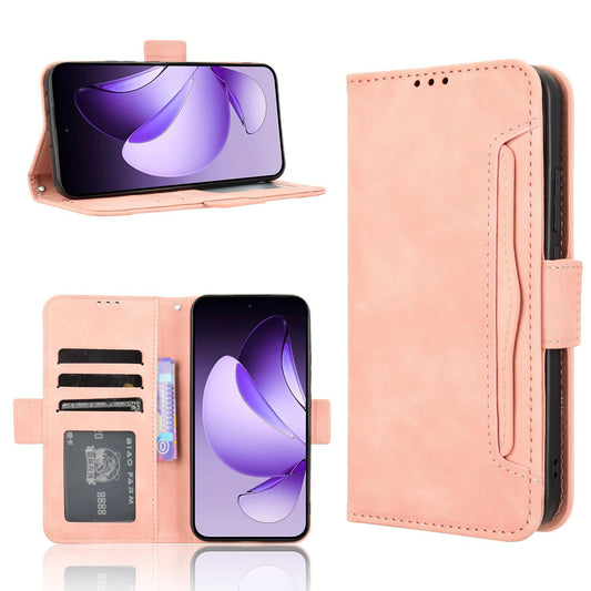 OPPO Reno13 5G Skin Feel PU Leather Wallet Phone Case with Card Slots, Cash Pocket, Magnetic Closure, Built-In Stand, Full Protection TPU Cover