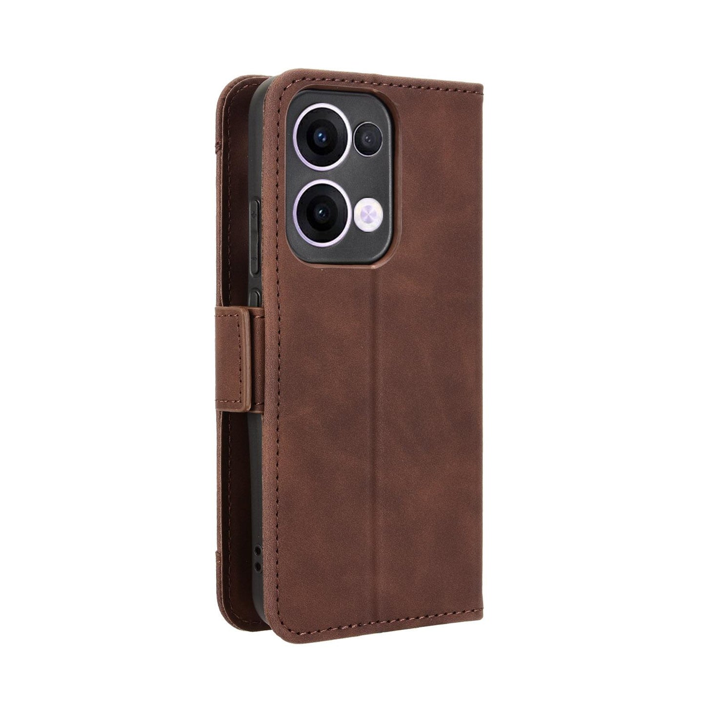 OPPO Reno13 5G Skin Feel PU Leather Wallet Phone Case with Card Slots, Cash Pocket, Magnetic Closure, Built-In Stand, Full Protection TPU Cover
