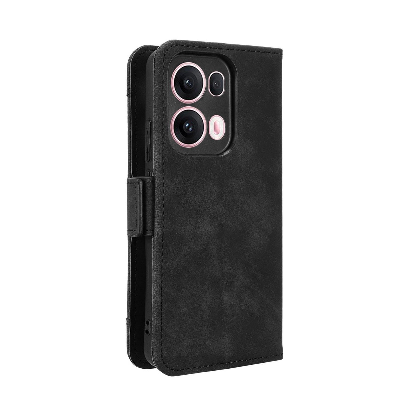 OPPO Reno13 Pro 5G Skin Feel PU Leather Wallet Phone Case with Card Slots, Cash Pocket, Magnetic Closure, Built-In Stand, Full Protection TPU Cover