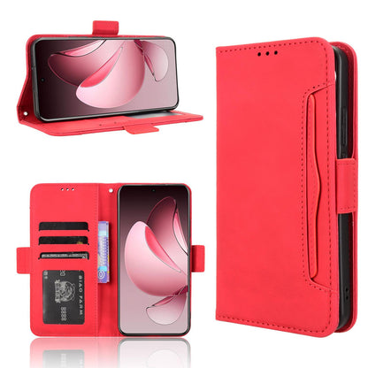 OPPO Reno13 Pro 5G Skin Feel PU Leather Wallet Phone Case with Card Slots, Cash Pocket, Magnetic Closure, Built-In Stand, Full Protection TPU Cover