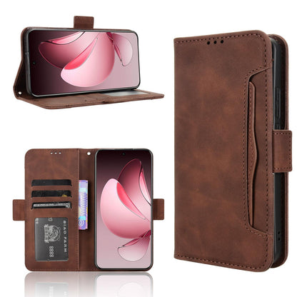 OPPO Reno13 Pro 5G Skin Feel PU Leather Wallet Phone Case with Card Slots, Cash Pocket, Magnetic Closure, Built-In Stand, Full Protection TPU Cover