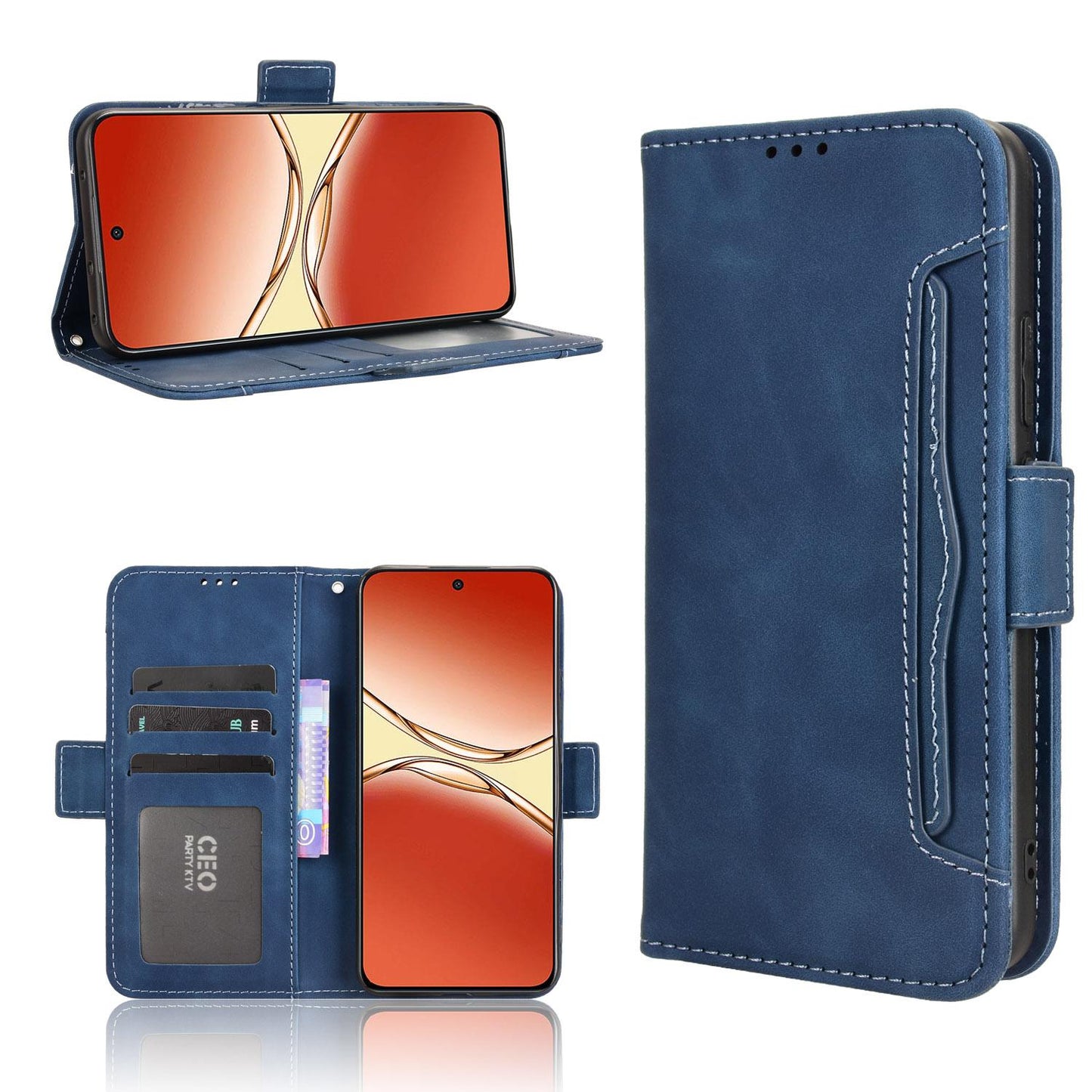 OPPO F29 Pro 5G Skin Feel PU Leather Wallet Phone Case with Card Slots, Cash Pocket, Magnetic Closure, Built-In Stand, Full Protection TPU Cover
