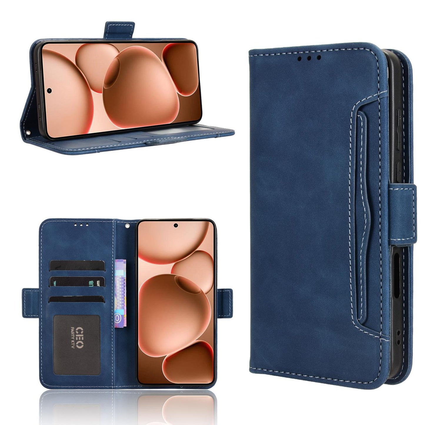 OPPO Find X8 Ultra 5G Skin Feel PU Leather Wallet Phone Case with Card Slots, Cash Pocket, Magnetic Closure, Built-In Stand, Full Protection TPU Cover