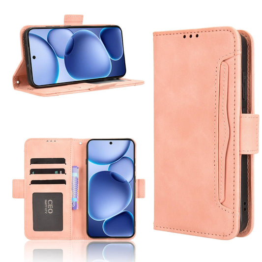 OPPO Find X8s 5G Skin Feel PU Leather Wallet Phone Case with Card Slots, Cash Pocket, Magnetic Closure, Built-In Stand, Full Protection TPU Cover