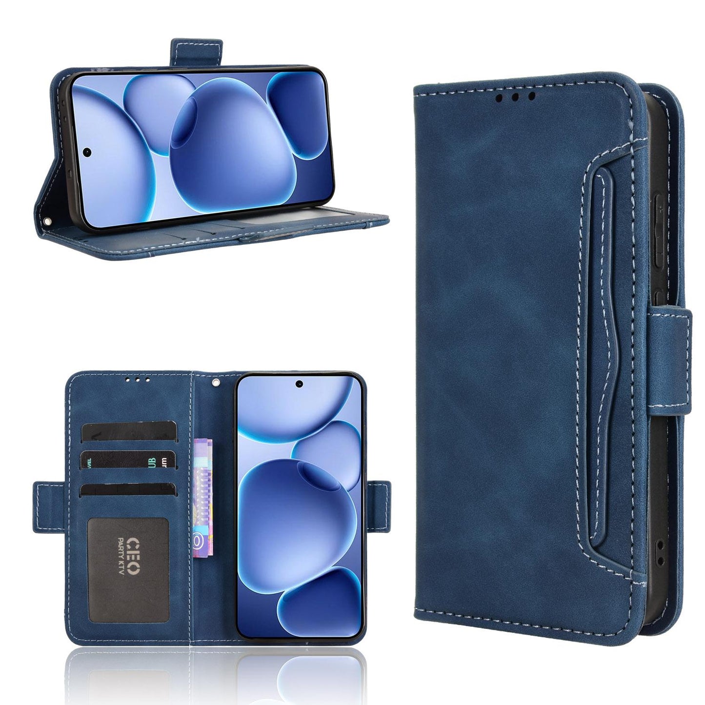 OPPO Find X8s 5G Skin Feel PU Leather Wallet Phone Case with Card Slots, Cash Pocket, Magnetic Closure, Built-In Stand, Full Protection TPU Cover
