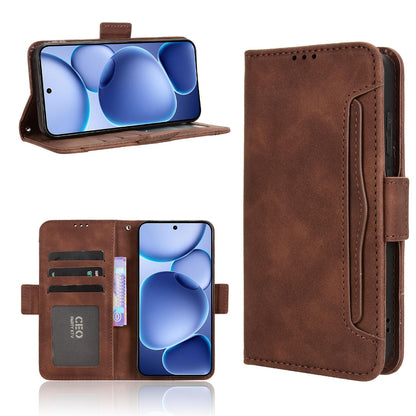 OPPO Find X8s 5G Skin Feel PU Leather Wallet Phone Case with Card Slots, Cash Pocket, Magnetic Closure, Built-In Stand, Full Protection TPU Cover