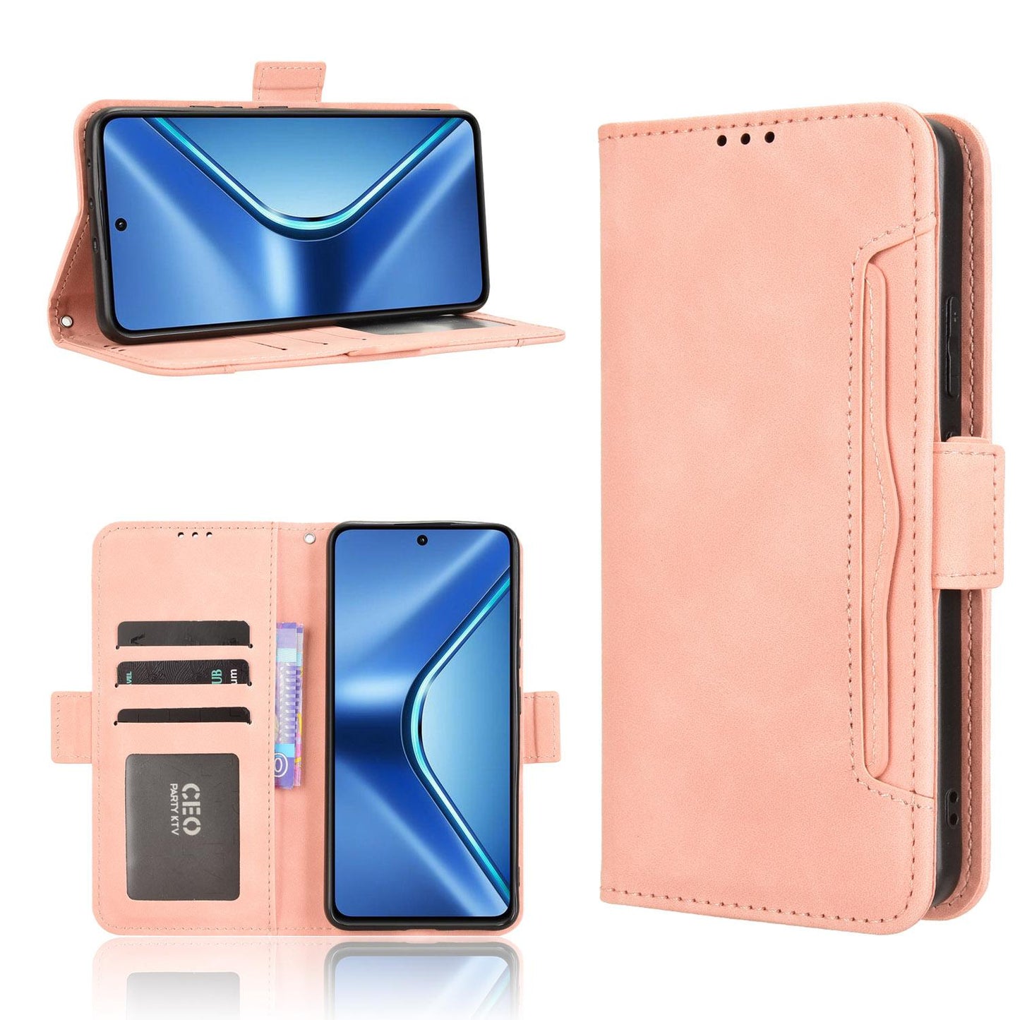 OPPO K13 5G Skin Feel PU Leather Wallet Phone Case with Card Slots, Cash Pocket, Magnetic Closure, Built-In Stand, Full Protection TPU Cover