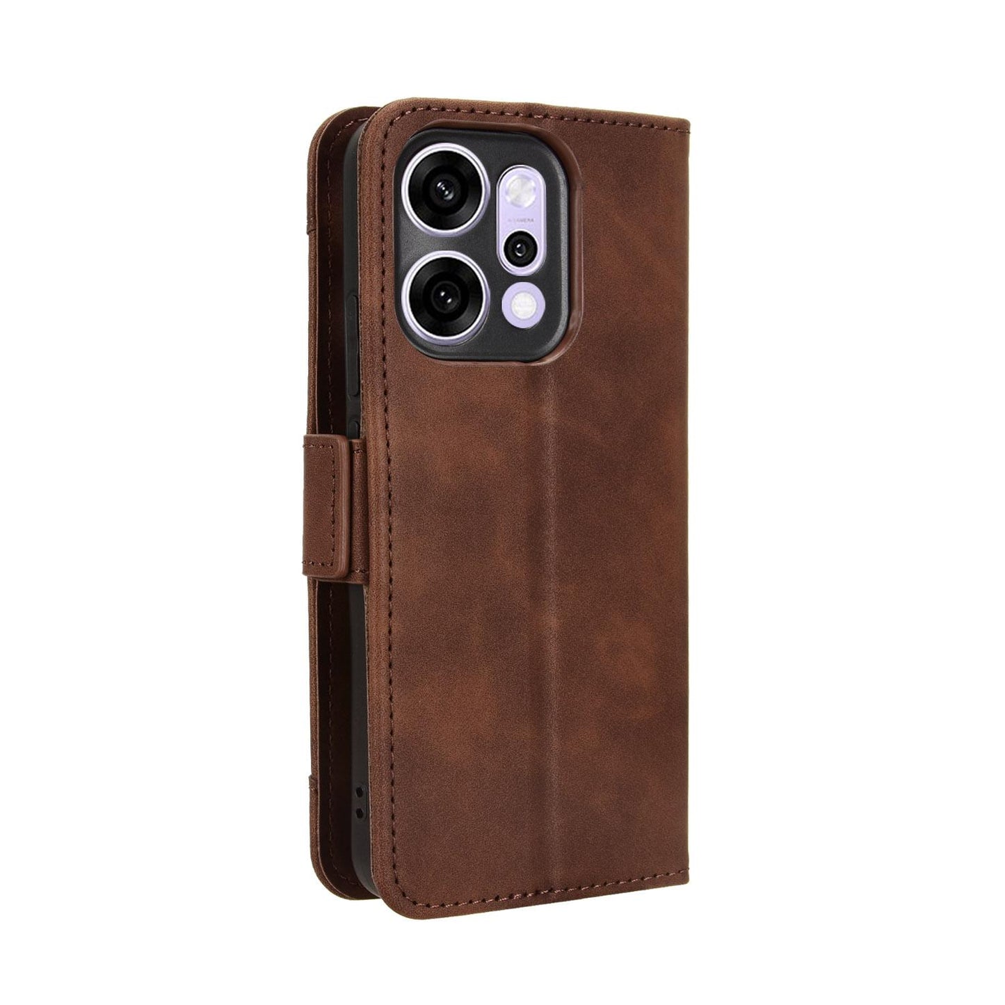 OPPO Reno14 5G Skin Feel PU Leather Wallet Phone Case with Card Slots, Cash Pocket, Magnetic Closure, Built-In Stand, Full Protection TPU Cover