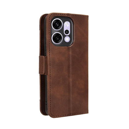 OPPO Reno14 5G Skin Feel PU Leather Wallet Phone Case with Card Slots, Cash Pocket, Magnetic Closure, Built-In Stand, Full Protection TPU Cover