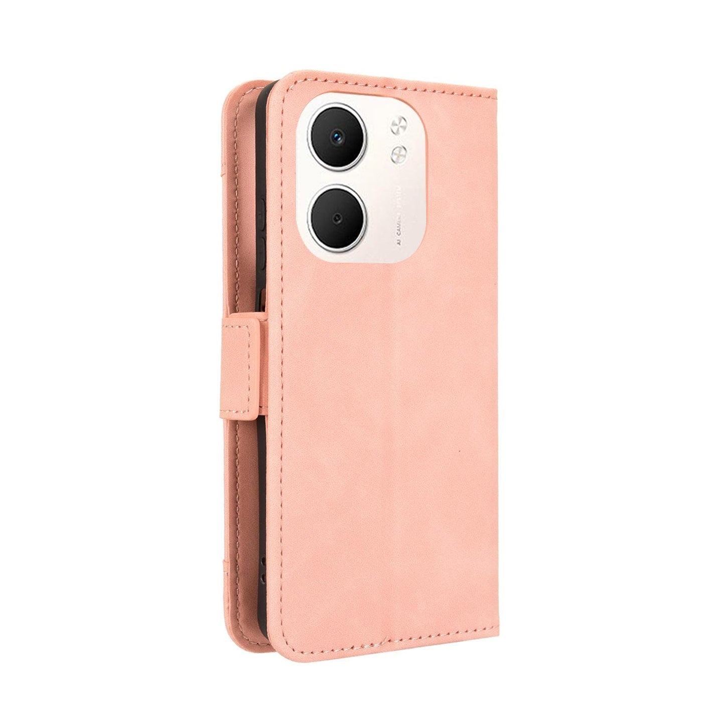 OPPO A5x 5G Skin Feel PU Leather Wallet Phone Case with Card Slots, Cash Pocket, Magnetic Closure, Built-In Stand, Full Protection TPU Cover
