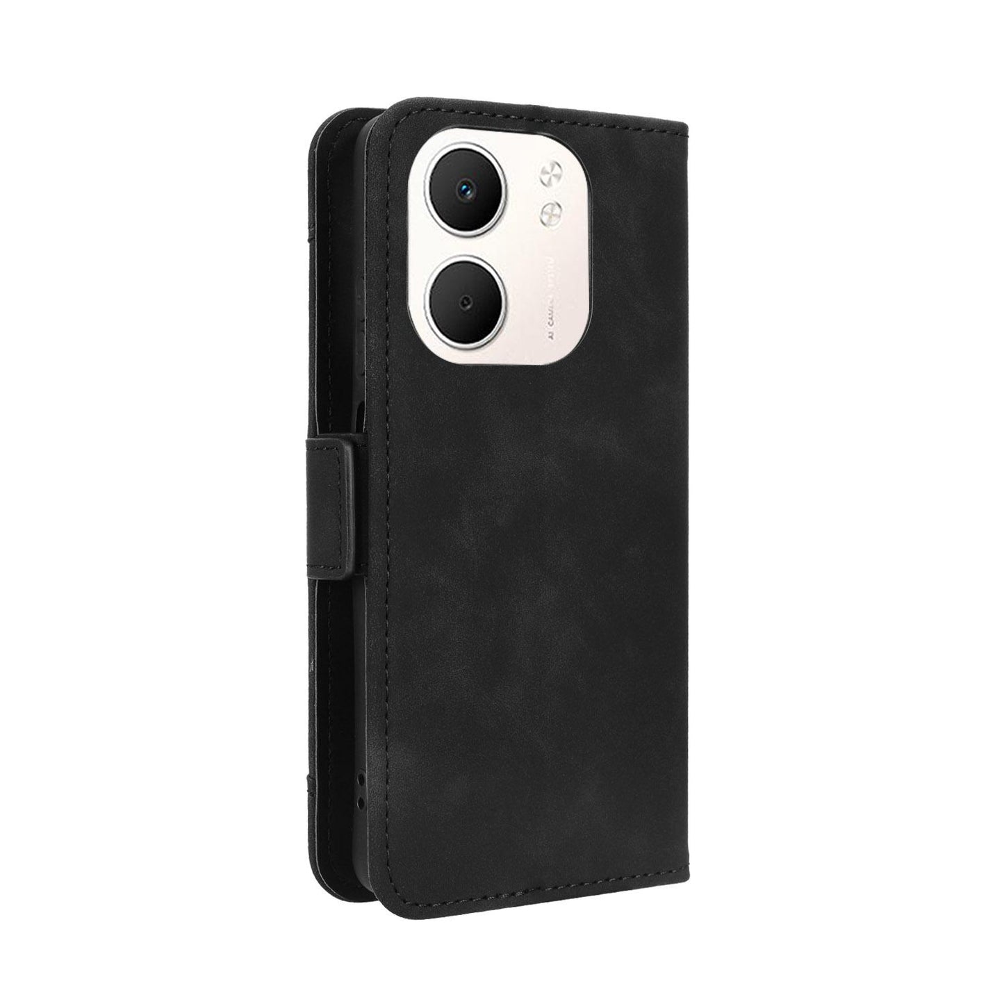 OPPO A5x 5G Skin Feel PU Leather Wallet Phone Case with Card Slots, Cash Pocket, Magnetic Closure, Built-In Stand, Full Protection TPU Cover