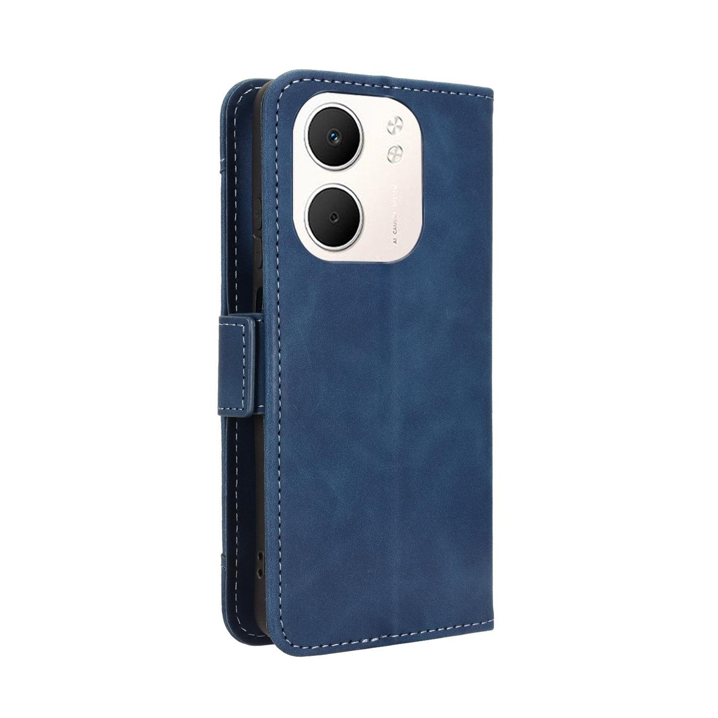 OPPO A5x 5G Skin Feel PU Leather Wallet Phone Case with Card Slots, Cash Pocket, Magnetic Closure, Built-In Stand, Full Protection TPU Cover