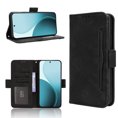 OPPO Reno14 F 5G Skin Feel PU Leather Wallet Phone Case with Card Slots, Cash Pocket, Magnetic Closure, Built-In Stand, Full Protection TPU Cover