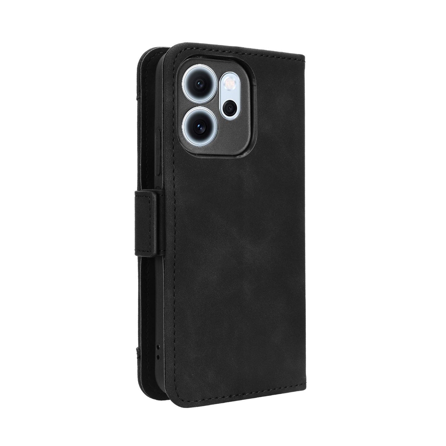 OPPO Reno14 F 5G Skin Feel PU Leather Wallet Phone Case with Card Slots, Cash Pocket, Magnetic Closure, Built-In Stand, Full Protection TPU Cover