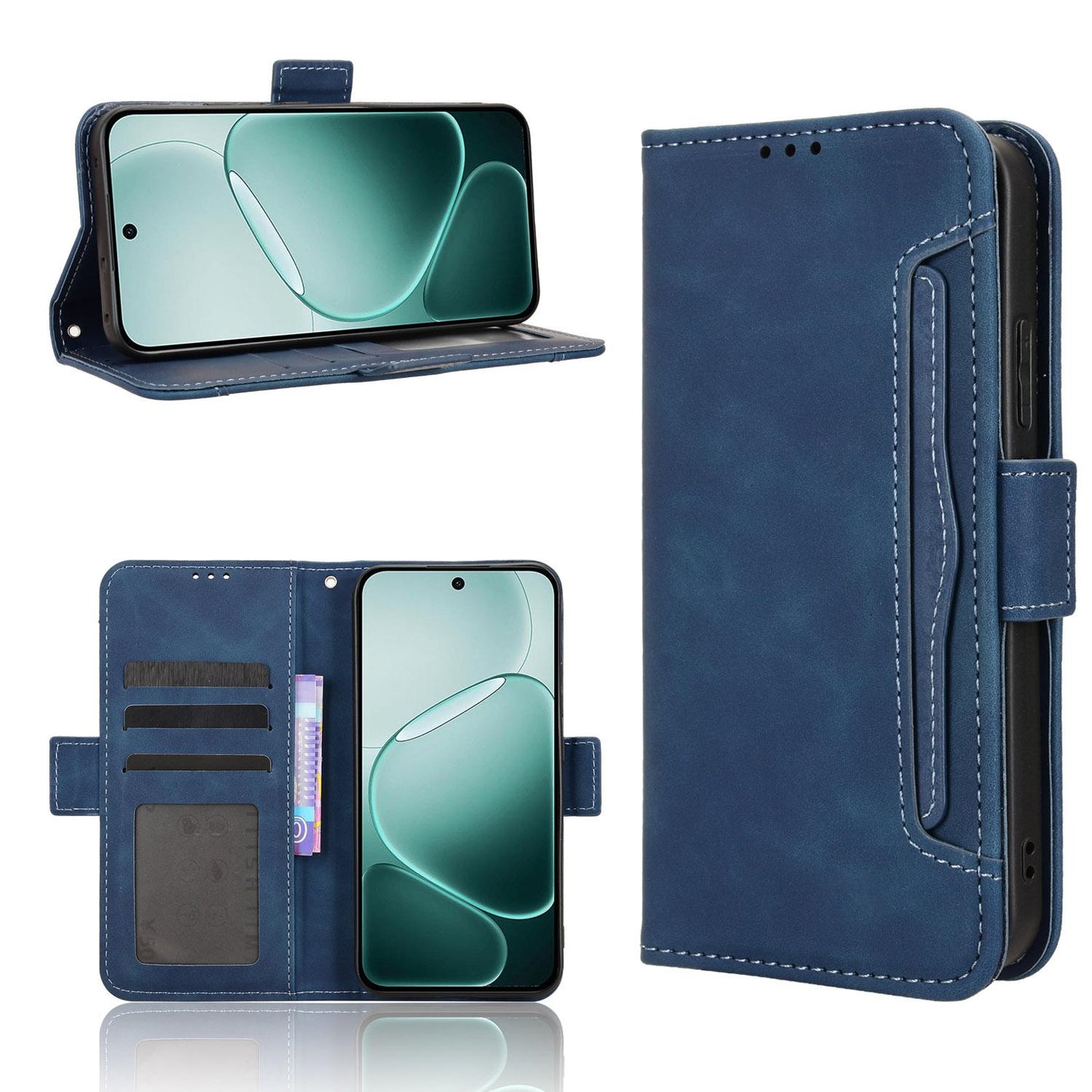 OPPO F31 Pro 5G Skin Feel PU Leather Wallet Phone Case with Card Slots, Cash Pocket, Magnetic Closure, Built-In Stand, Full Protection TPU Cover