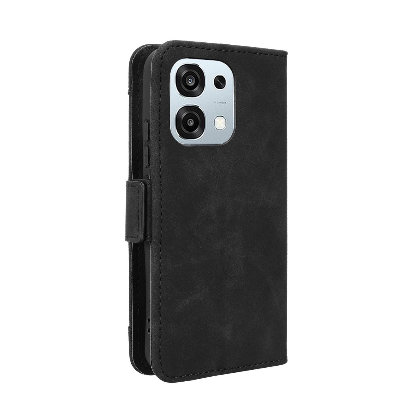OPPO A6 Pro 4G Skin Feel PU Leather Wallet Phone Case with Card Slots, Cash Pocket, Magnetic Closure, Built-In Stand, Full Protection TPU Cover
