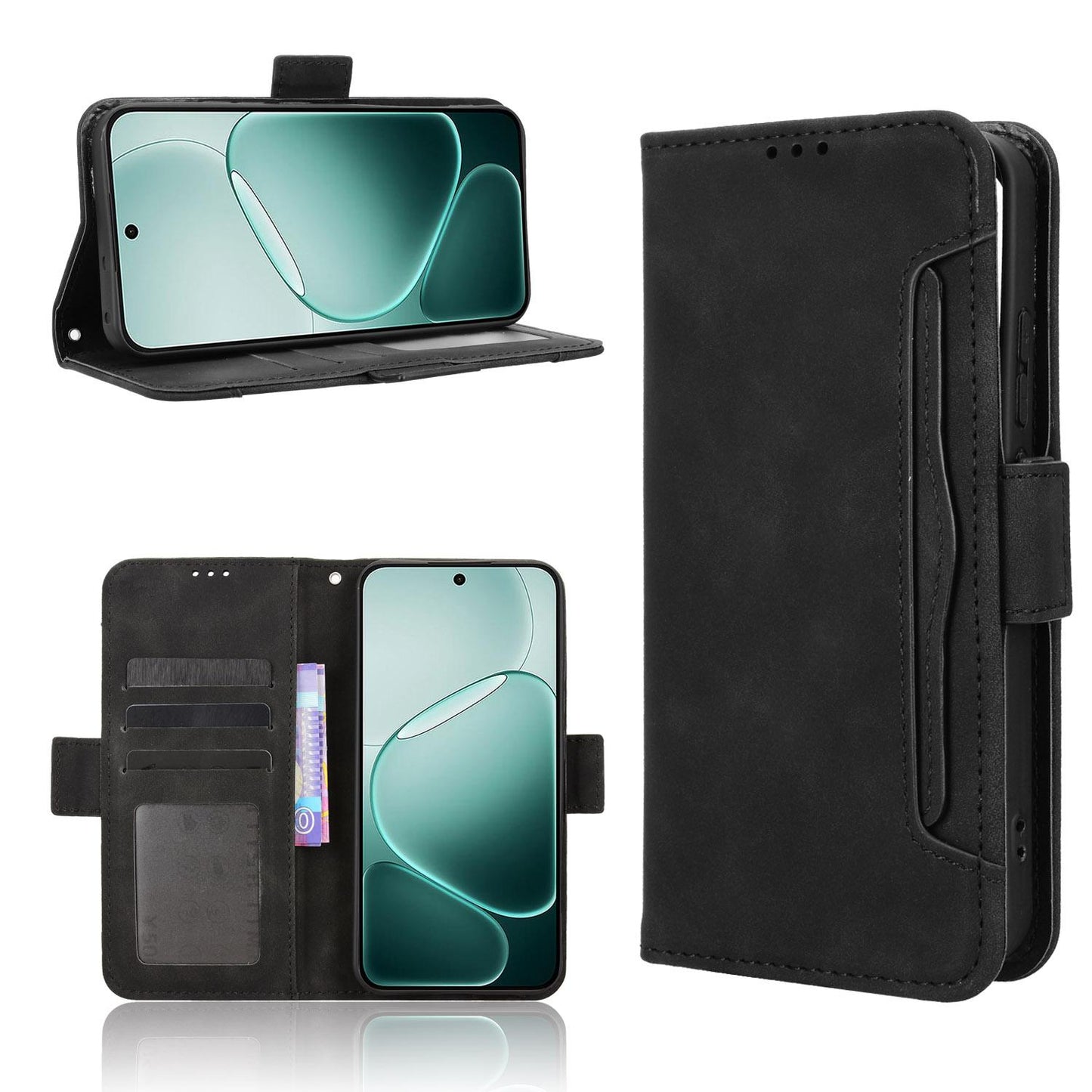 OPPO F31 5G Skin Feel PU Leather Wallet Phone Case with Card Slots, Cash Pocket, Magnetic Closure, Built-In Stand, Full Protection TPU Cover