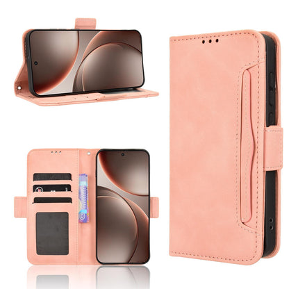 OPPO Find X9 Skin Feel PU Leather Wallet Phone Case with Card Slots, Cash Pocket, Magnetic Closure, Built-In Stand, Full Protection TPU Cover