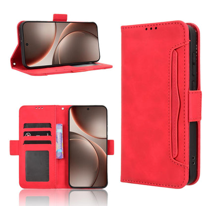 OPPO Find X9 Skin Feel PU Leather Wallet Phone Case with Card Slots, Cash Pocket, Magnetic Closure, Built-In Stand, Full Protection TPU Cover