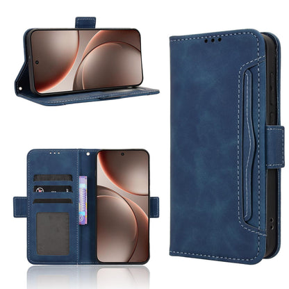 OPPO Find X9 Skin Feel PU Leather Wallet Phone Case with Card Slots, Cash Pocket, Magnetic Closure, Built-In Stand, Full Protection TPU Cover