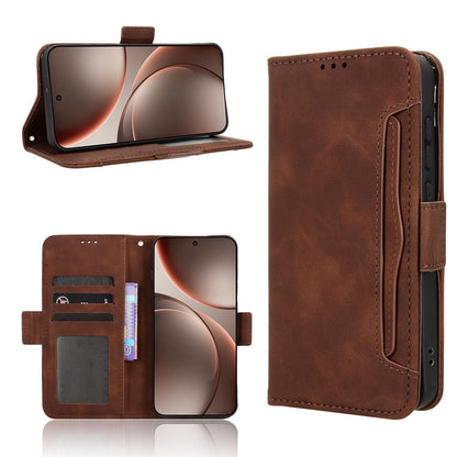 OPPO Find X9 Skin Feel PU Leather Wallet Phone Case with Card Slots, Cash Pocket, Magnetic Closure, Built-In Stand, Full Protection TPU Cover