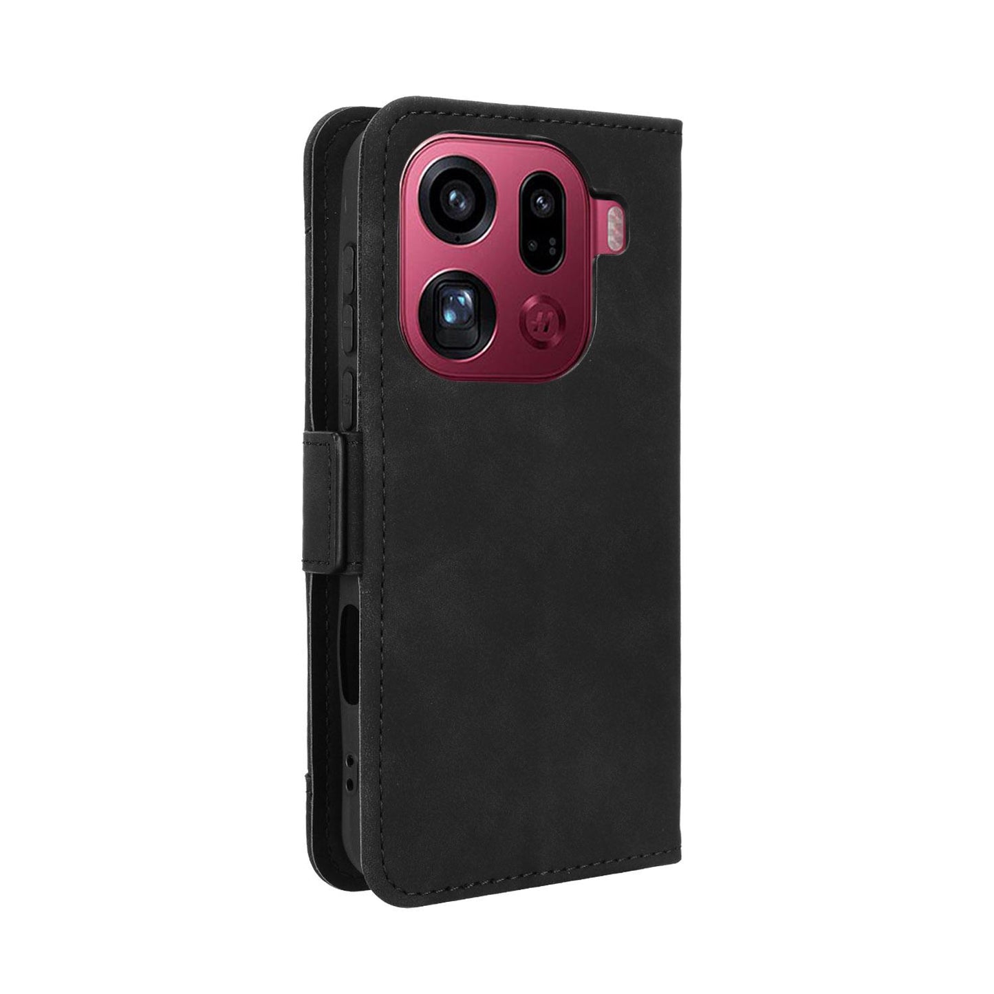 OPPO Find X9 Pro Skin Feel PU Leather Wallet Phone Case with Card Slots, Cash Pocket, Magnetic Closure, Built-In Stand, Full Protection TPU Cover