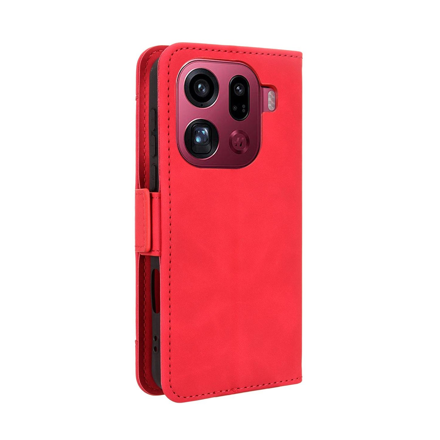 OPPO Find X9 Pro Skin Feel PU Leather Wallet Phone Case with Card Slots, Cash Pocket, Magnetic Closure, Built-In Stand, Full Protection TPU Cover