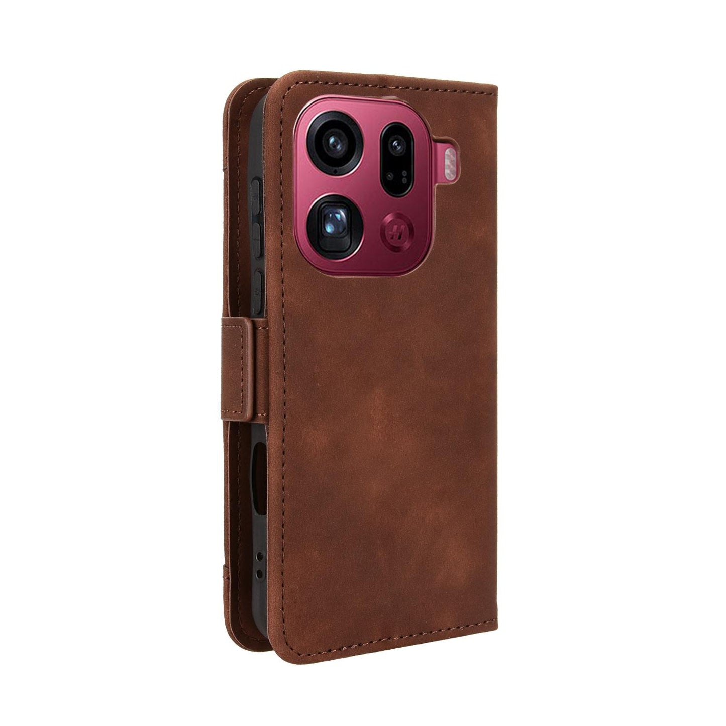 OPPO Find X9 Pro Skin Feel PU Leather Wallet Phone Case with Card Slots, Cash Pocket, Magnetic Closure, Built-In Stand, Full Protection TPU Cover