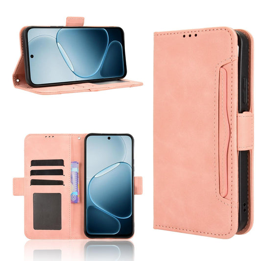 OPPO A6x 4G Skin Feel PU Leather Wallet Phone Case with Card Slots, Cash Pocket, Magnetic Closure, Built-In Stand, Full Protection TPU Cover