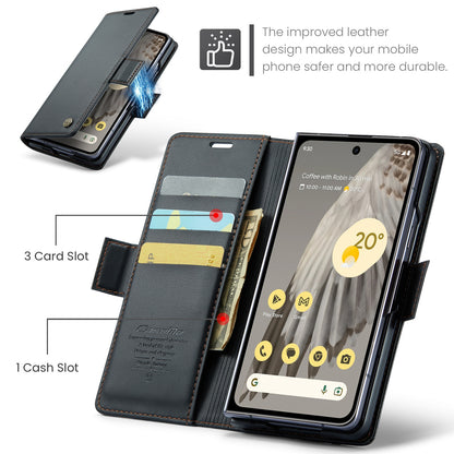 Google Pixel Fold Litchi Texture RFID Anti-theft Leather Phone Case with Butterfly Buckle, Stand & Card Wallet with TPU Shell