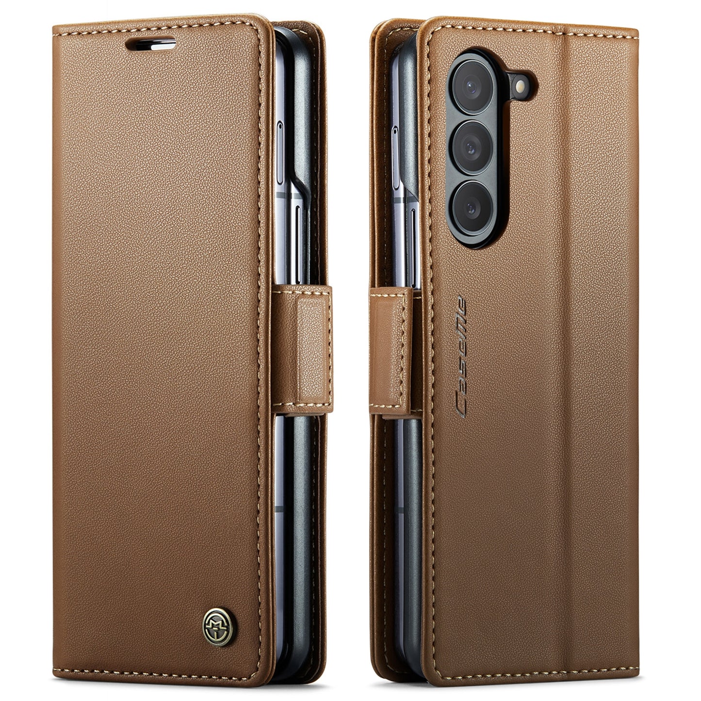 Samsung Galaxy Z Fold5 Litchi Texture RFID Anti-theft Leather Phone Case with Butterfly Buckle, Stand & Card Wallet with TPU Shell