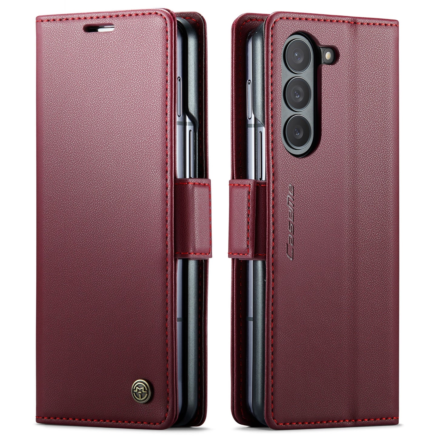 Samsung Galaxy Z Fold5 Litchi Texture RFID Anti-theft Leather Phone Case with Butterfly Buckle, Stand & Card Wallet with TPU Shell