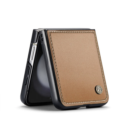 Samsung Galaxy Z Flip5 Litchi Texture RFID Anti-theft Leather Phone Case with Butterfly Buckle, Stand & Card Wallet with TPU Shell