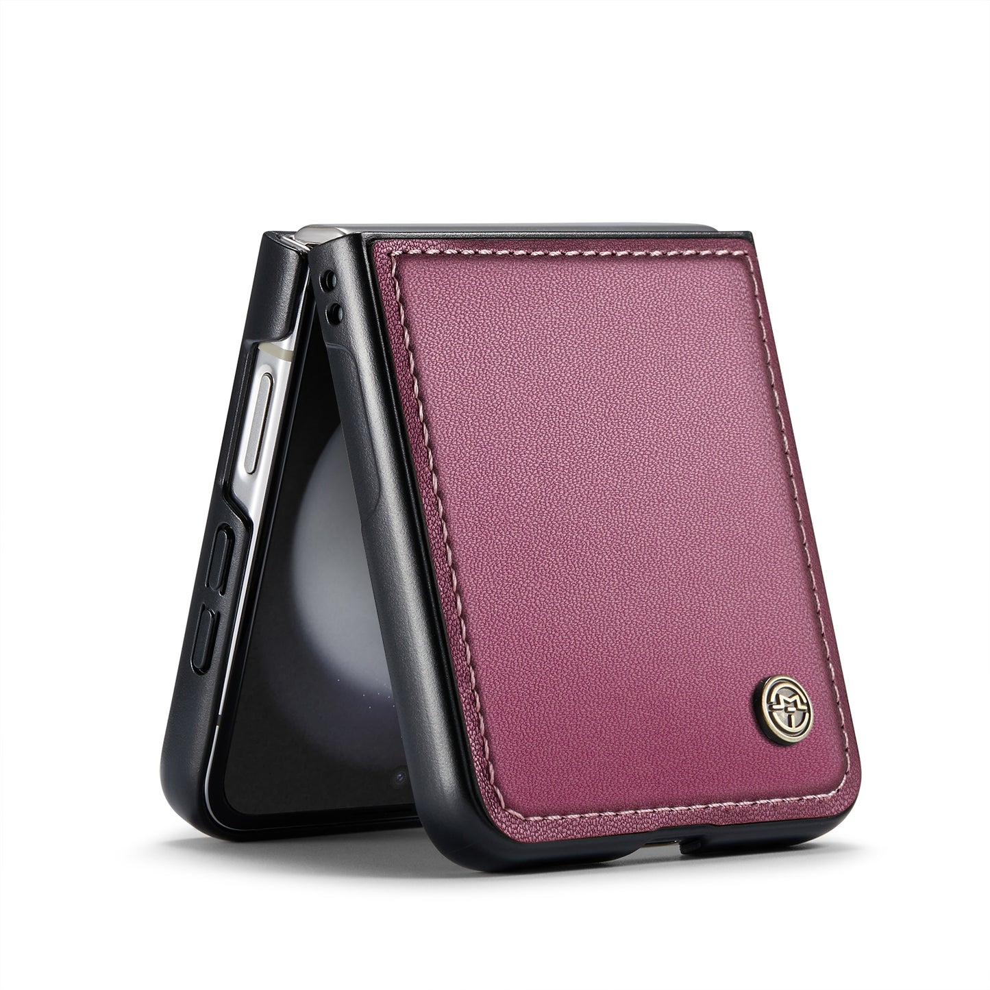 Samsung Galaxy Z Flip5 Litchi Texture RFID Anti-theft Leather Phone Case with Butterfly Buckle, Stand & Card Wallet with TPU Shell