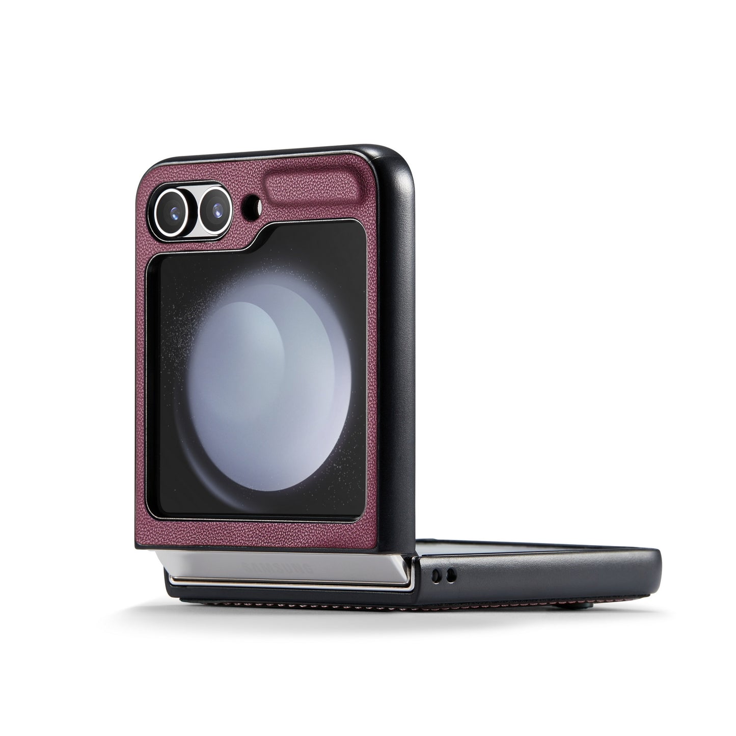 Samsung Galaxy Z Flip5 Litchi Texture RFID Anti-theft Leather Phone Case with Butterfly Buckle, Stand & Card Wallet with TPU Shell