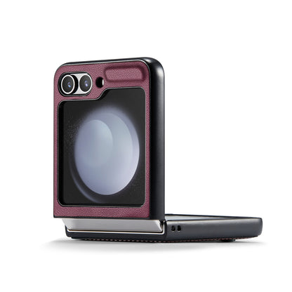 Samsung Galaxy Z Flip5 Litchi Texture RFID Anti-theft Leather Phone Case with Butterfly Buckle, Stand & Card Wallet with TPU Shell