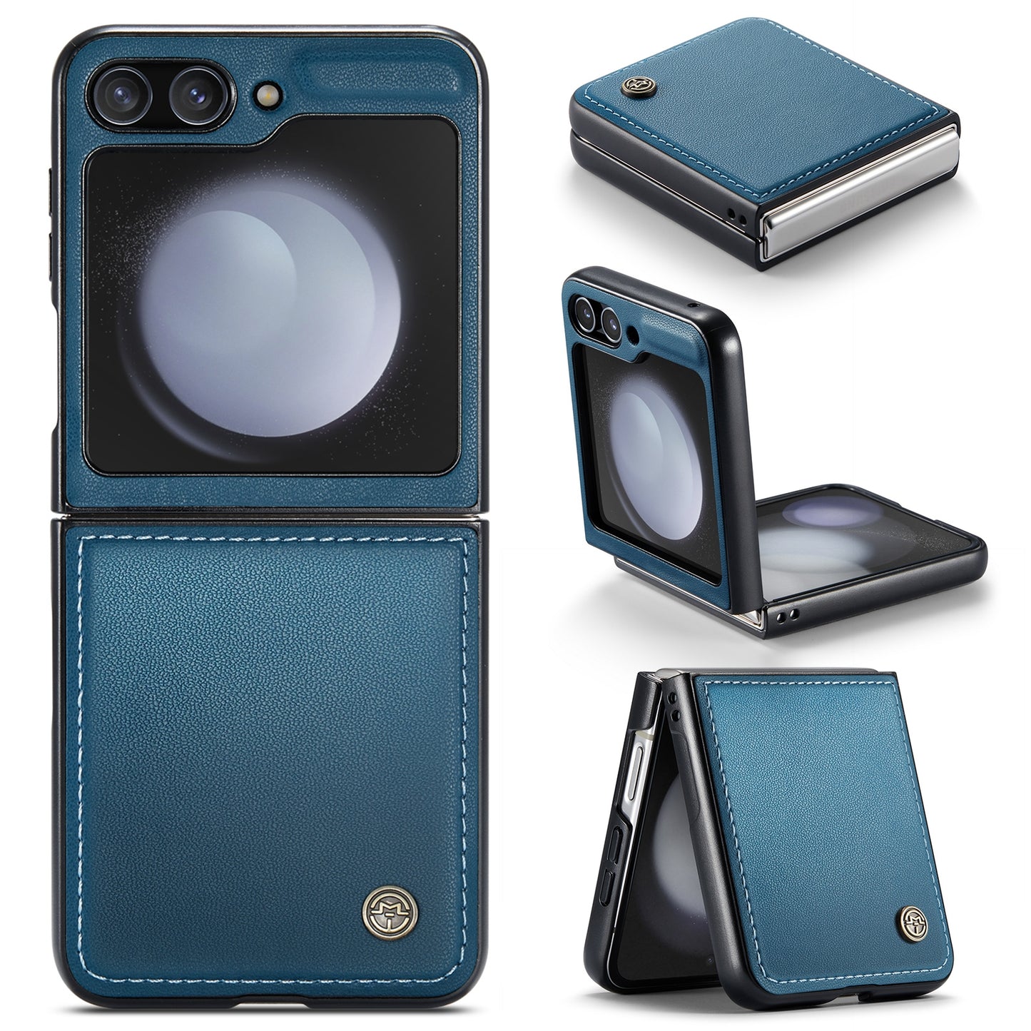 Samsung Galaxy Z Flip5 Litchi Texture RFID Anti-theft Leather Phone Case with Butterfly Buckle, Stand & Card Wallet with TPU Shell