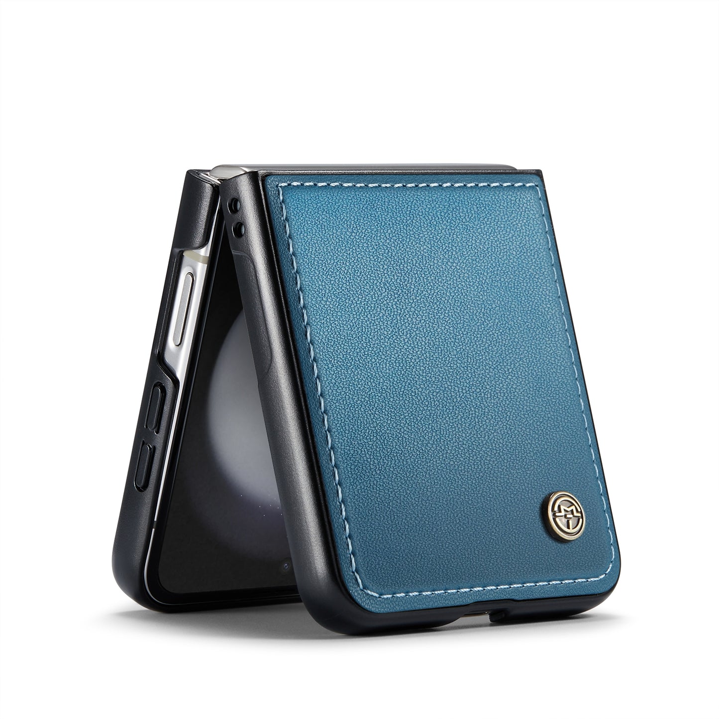 Samsung Galaxy Z Flip5 Litchi Texture RFID Anti-theft Leather Phone Case with Butterfly Buckle, Stand & Card Wallet with TPU Shell