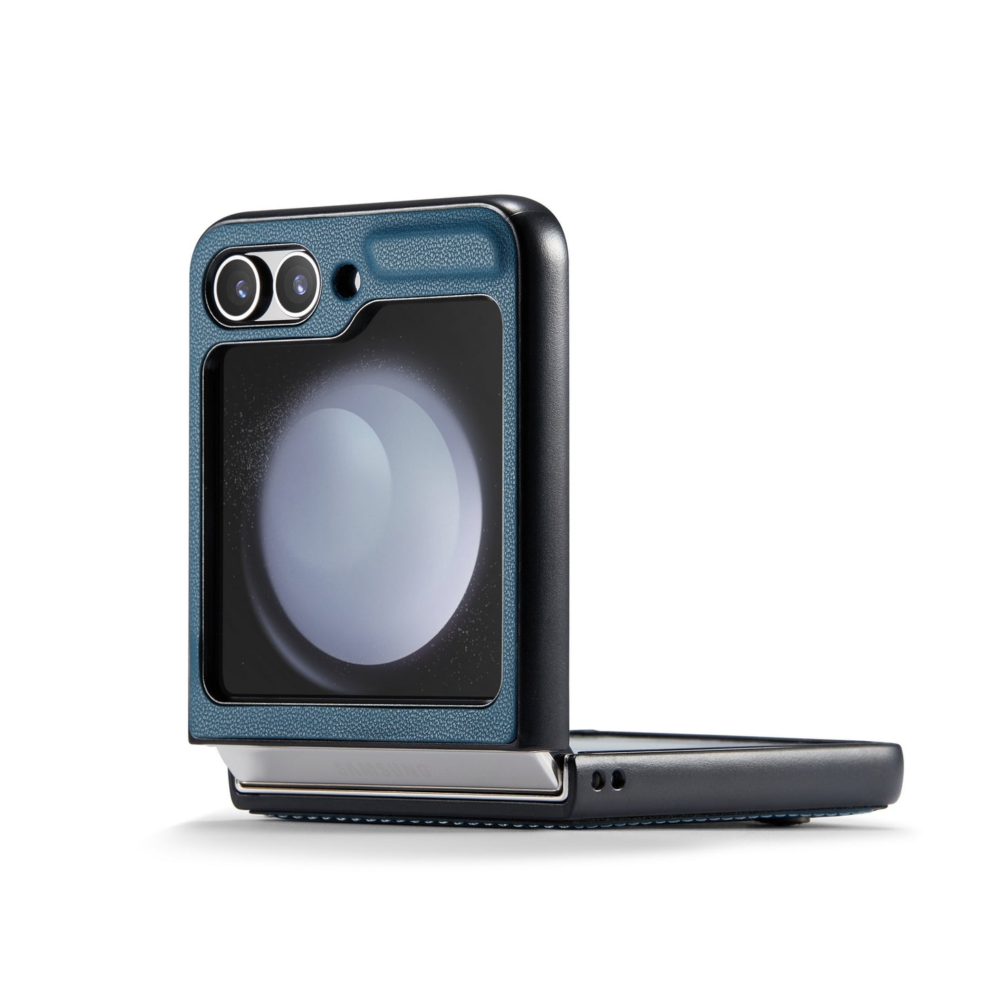 Samsung Galaxy Z Flip5 Litchi Texture RFID Anti-theft Leather Phone Case with Butterfly Buckle, Stand & Card Wallet with TPU Shell