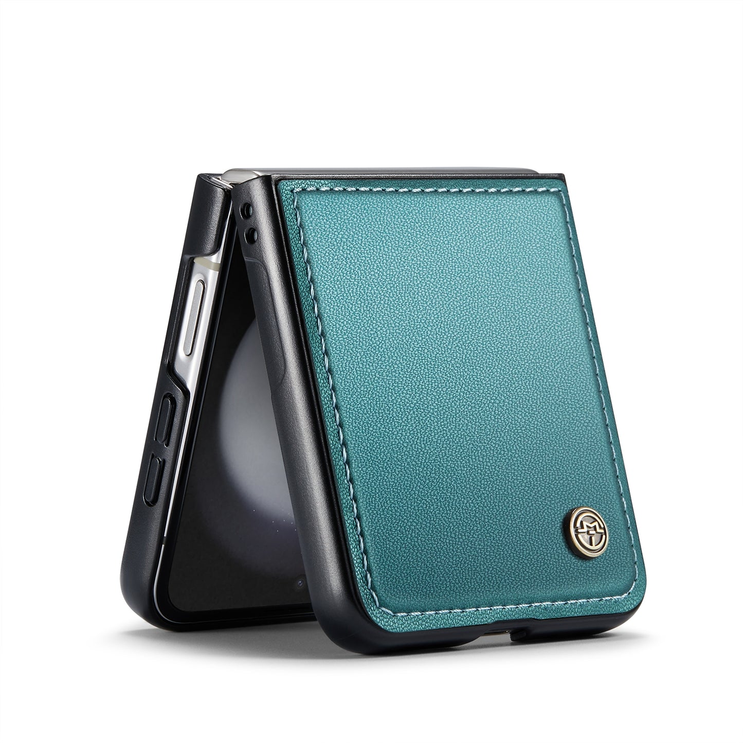 Samsung Galaxy Z Flip5 Litchi Texture RFID Anti-theft Leather Phone Case with Butterfly Buckle, Stand & Card Wallet with TPU Shell