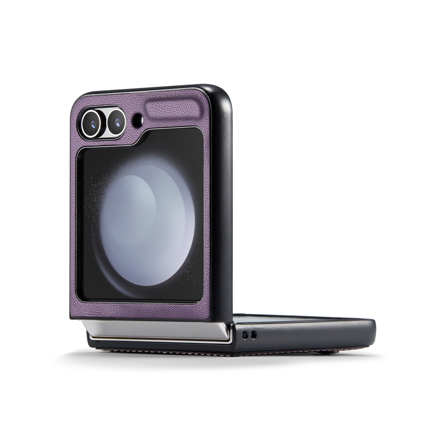 Samsung Galaxy Z Flip5 Litchi Texture RFID Anti-theft Leather Phone Case with Butterfly Buckle, Stand & Card Wallet with TPU Shell