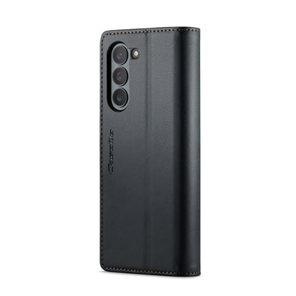 Samsung Galaxy Z Fold6 5G Litchi Texture RFID Anti-theft Leather Phone Case with Butterfly Buckle, Stand & Card Wallet with TPU Shell