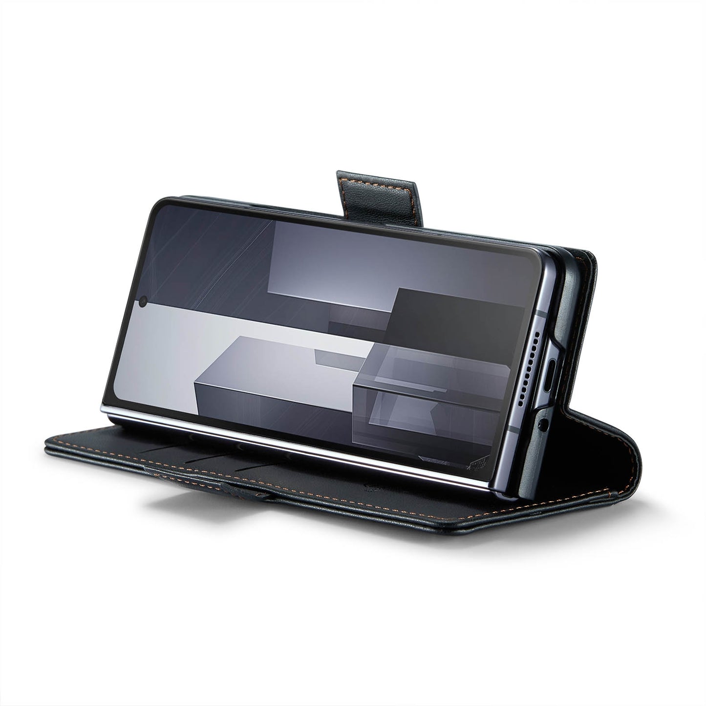 Samsung Galaxy Z Fold6 5G Litchi Texture RFID Anti-theft Leather Phone Case with Butterfly Buckle, Stand & Card Wallet with TPU Shell