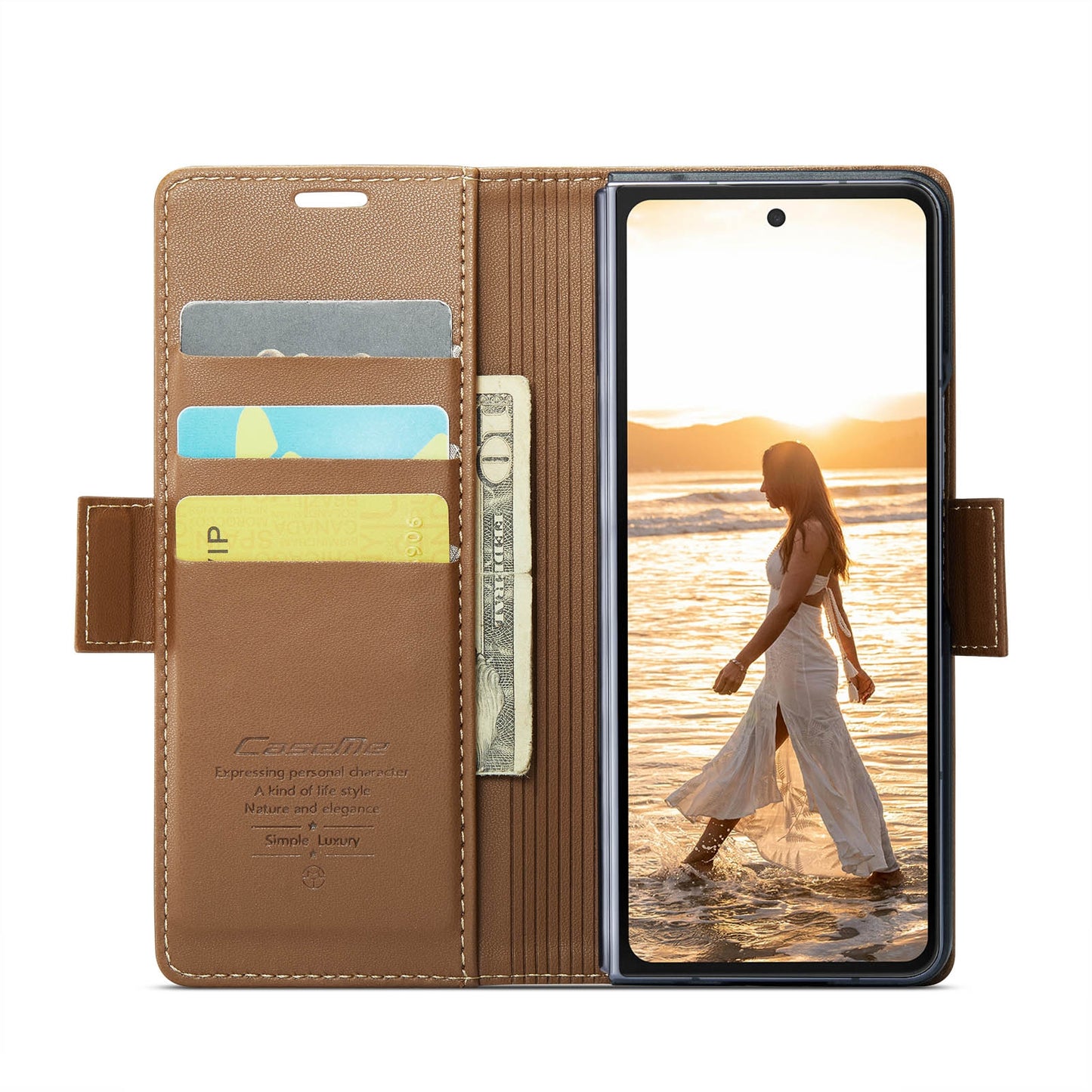 Samsung Galaxy Z Fold6 5G Litchi Texture RFID Anti-theft Leather Phone Case with Butterfly Buckle, Stand & Card Wallet with TPU Shell
